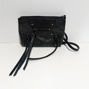 Botkier Moto Style Elegant Black Leather Crossbody Bag